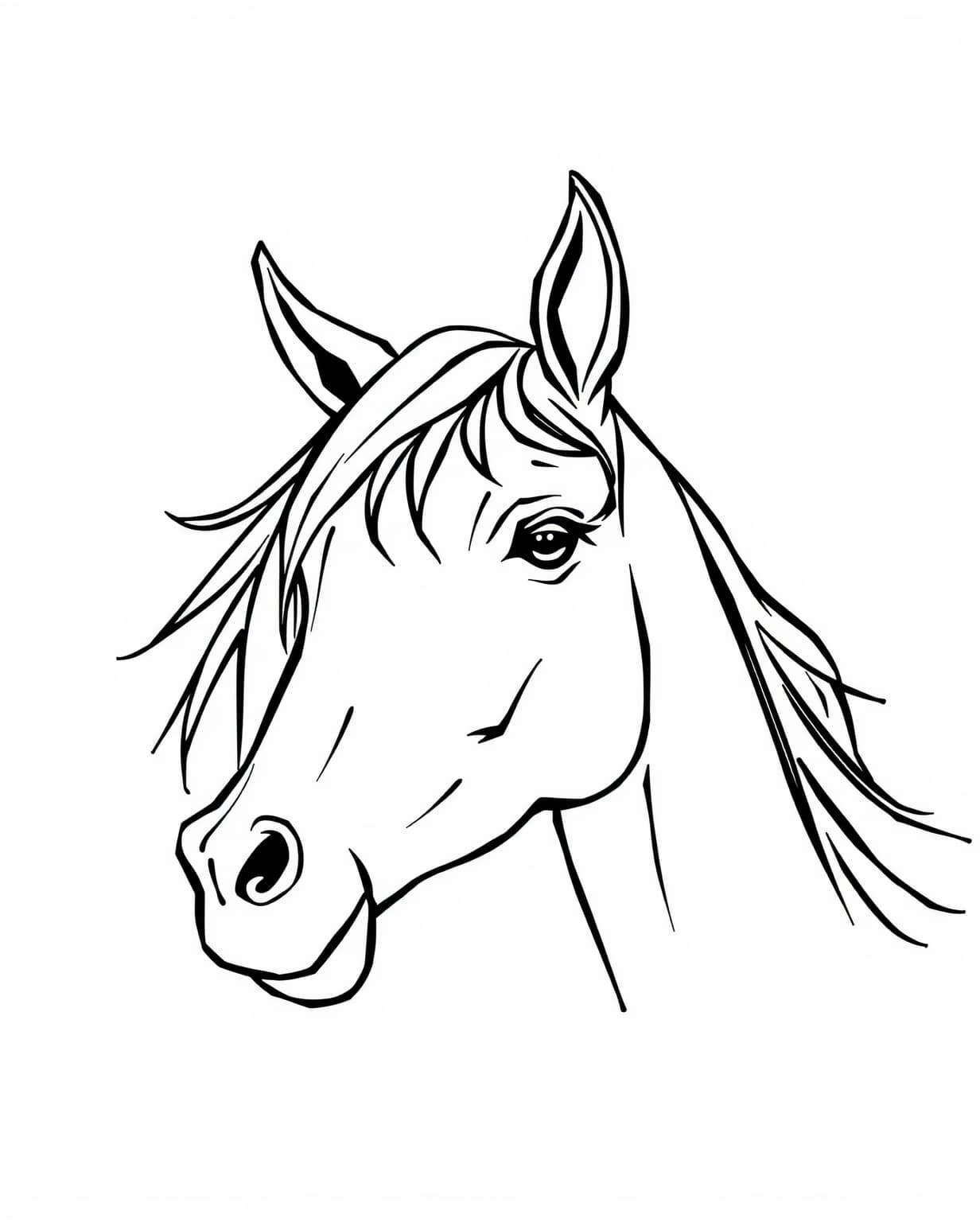 Simple Outline Of Horse Face Coloring Page