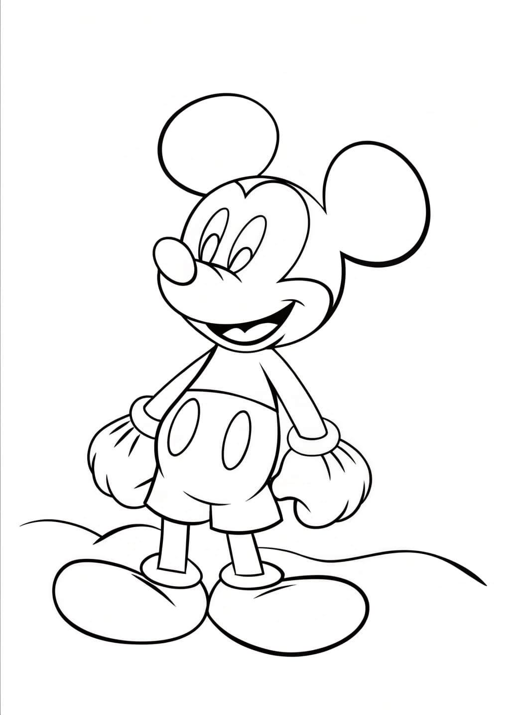 Simple Outline Of Mickey Mouse Coloring Sheet