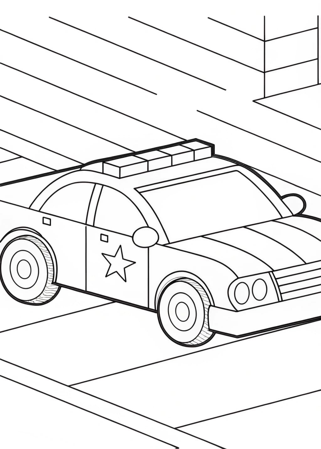 Simple Police Car Outline Coloring Page