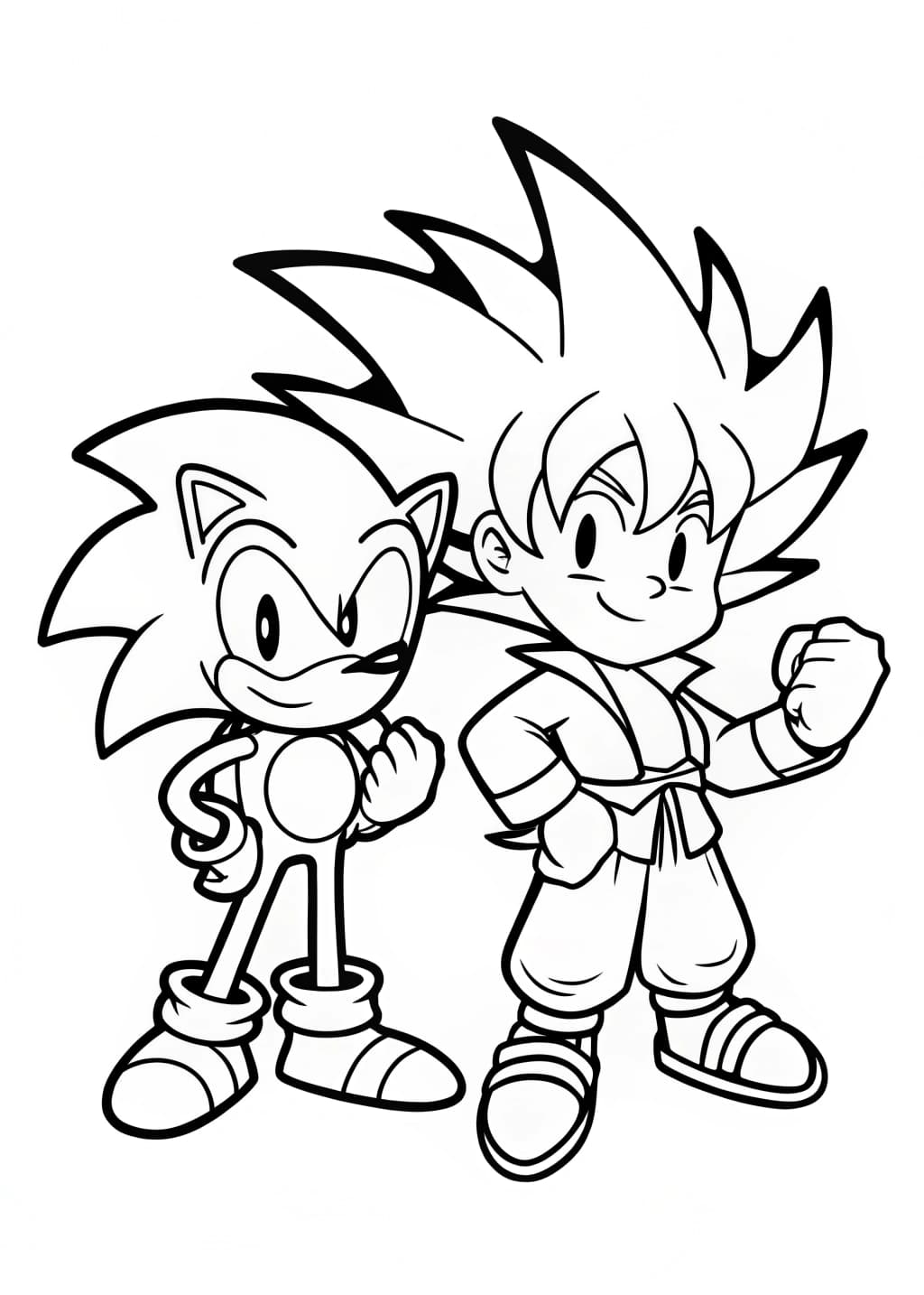 Sonic And Goku Coloring Page For Young Fans