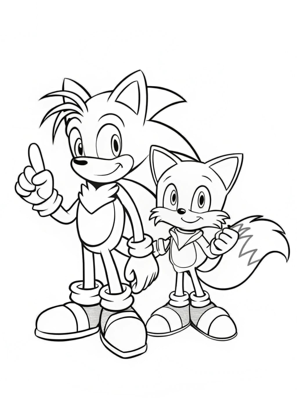 Sonic And Tails Posing Together Coloring Page