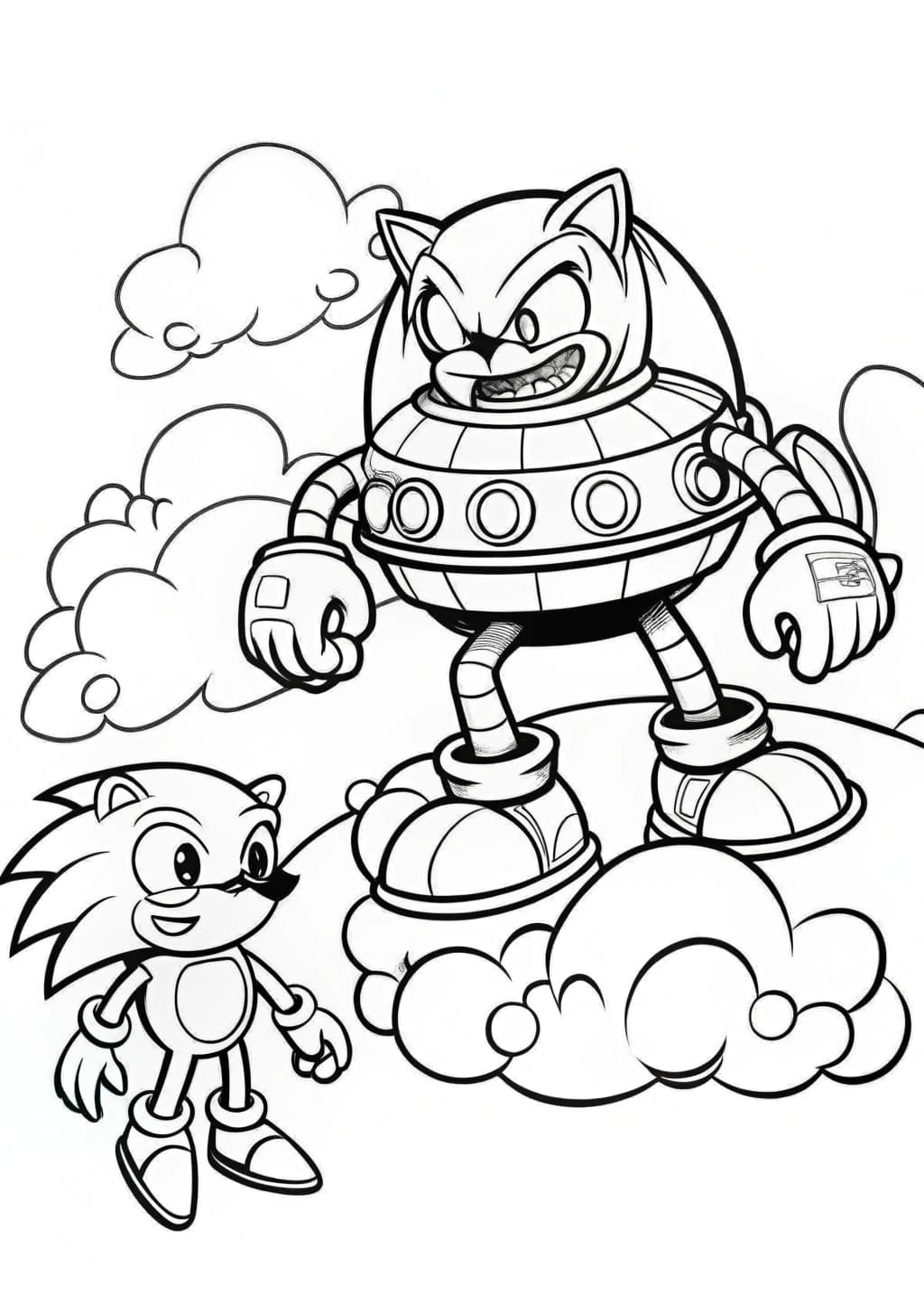 Sonic Encountering Robotnik Coloring Sheet