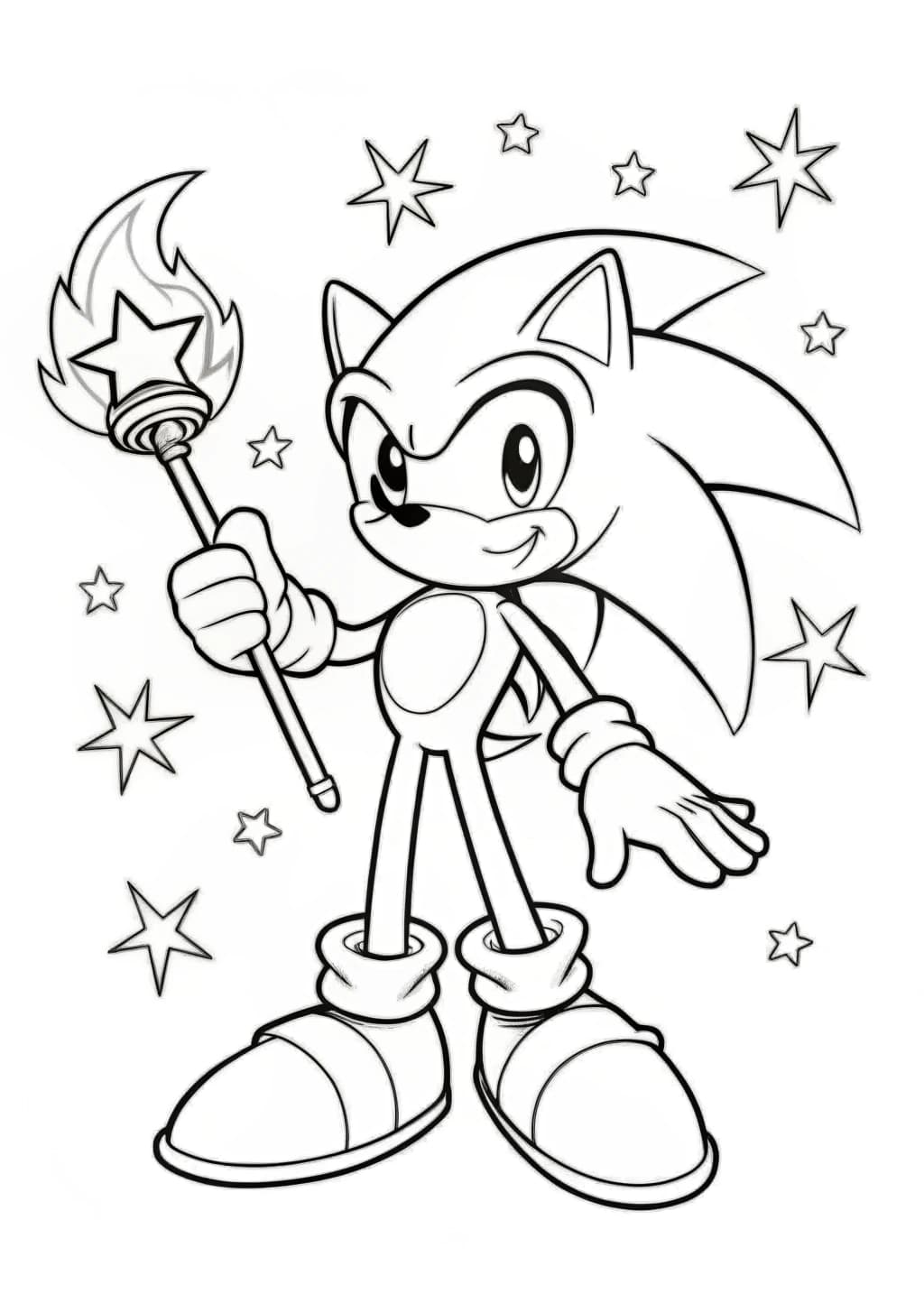 Sonic Holding A Magic Wand Coloring Page