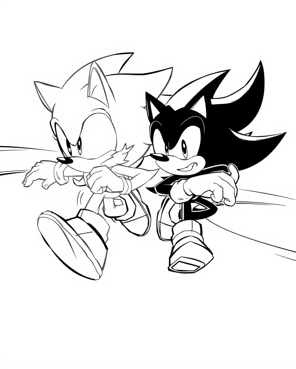 Sonic Racing Against Shadow Coloring Page
