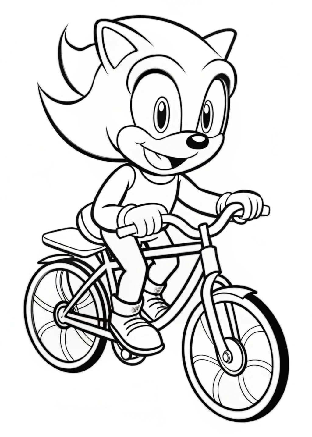 Sonic Riding A Bike Coloring Page For Children