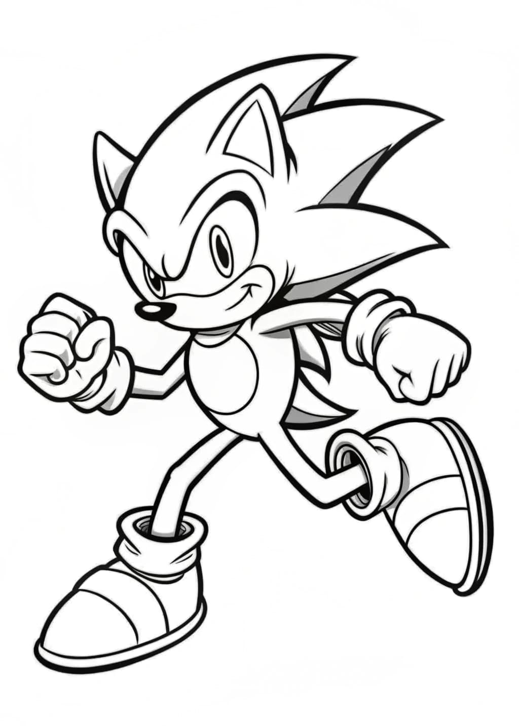 Sonic Running Fast With Determined Look Coloring Sheet