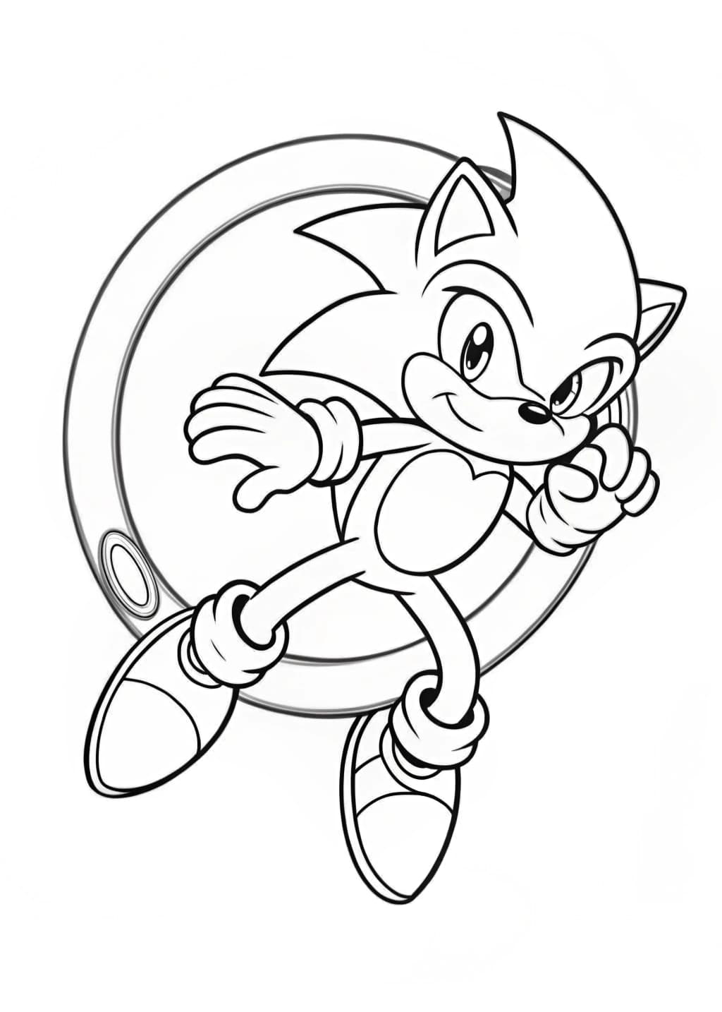 Sonic Running Through A Ring Coloring Page
