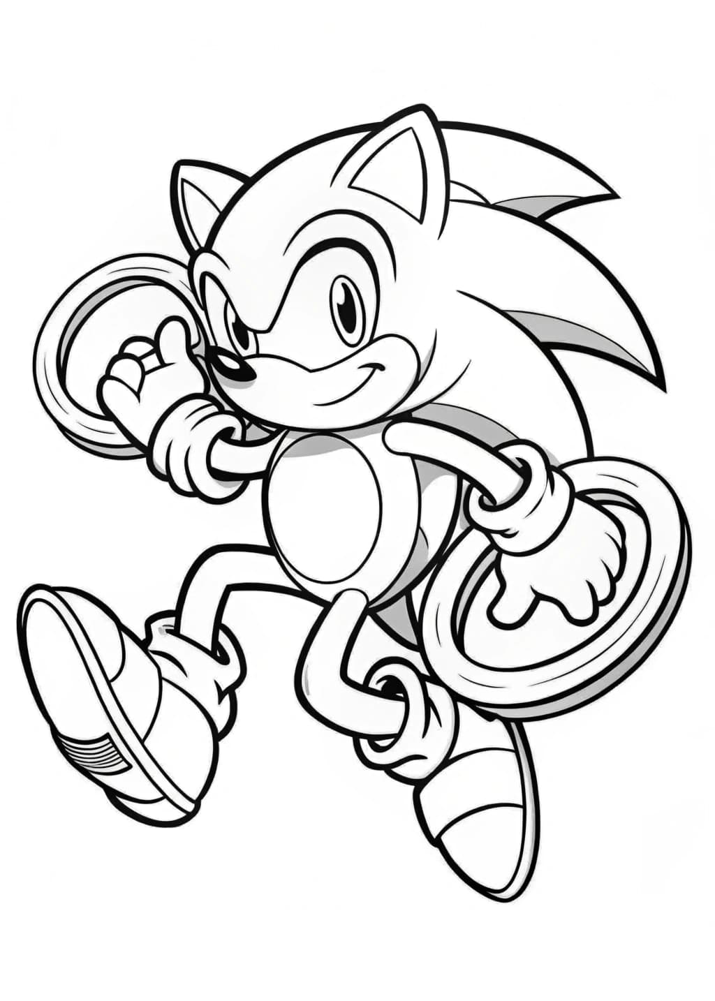 Sonic Running With Giant Rings Coloring Sheet