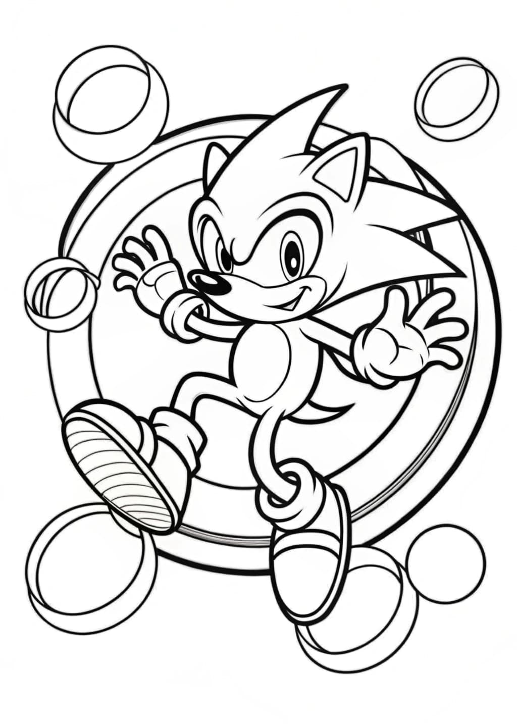 Sonic Running With Rings In A Digital Background
