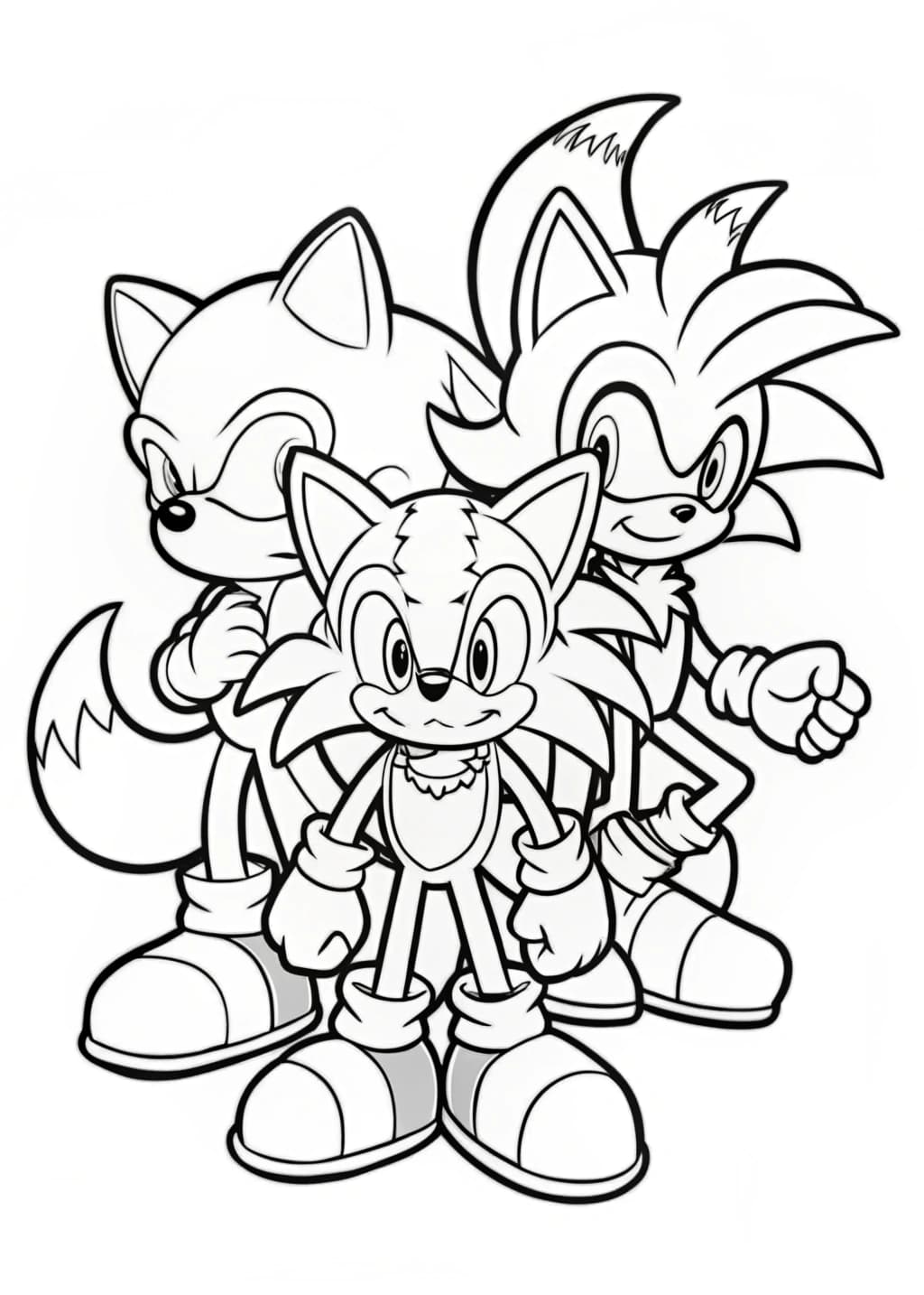 Sonic, Tails, And Knuckles Standing Strong Coloring Sheet
