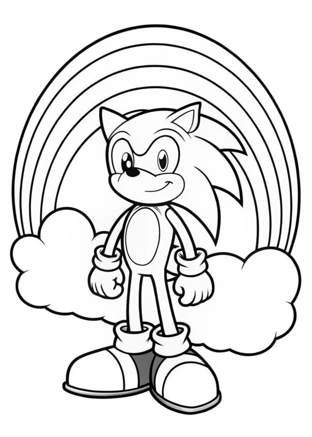 Sonic Under A Rainbow Coloring Page For Kids