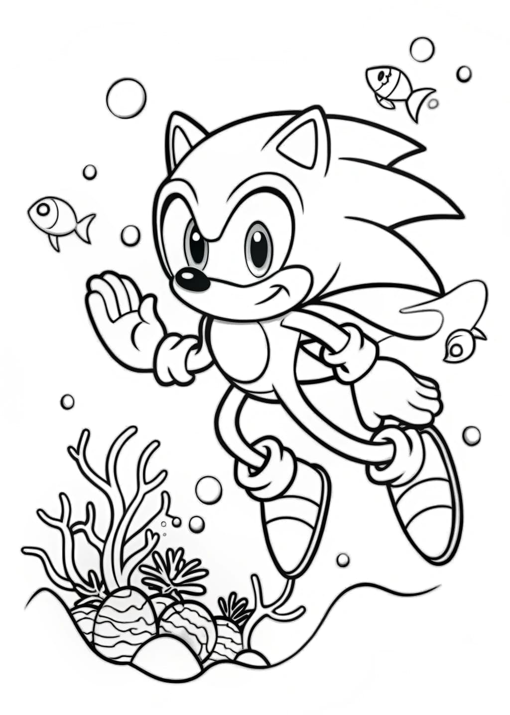 Sonic Underwater Challenge Coloring Sheet