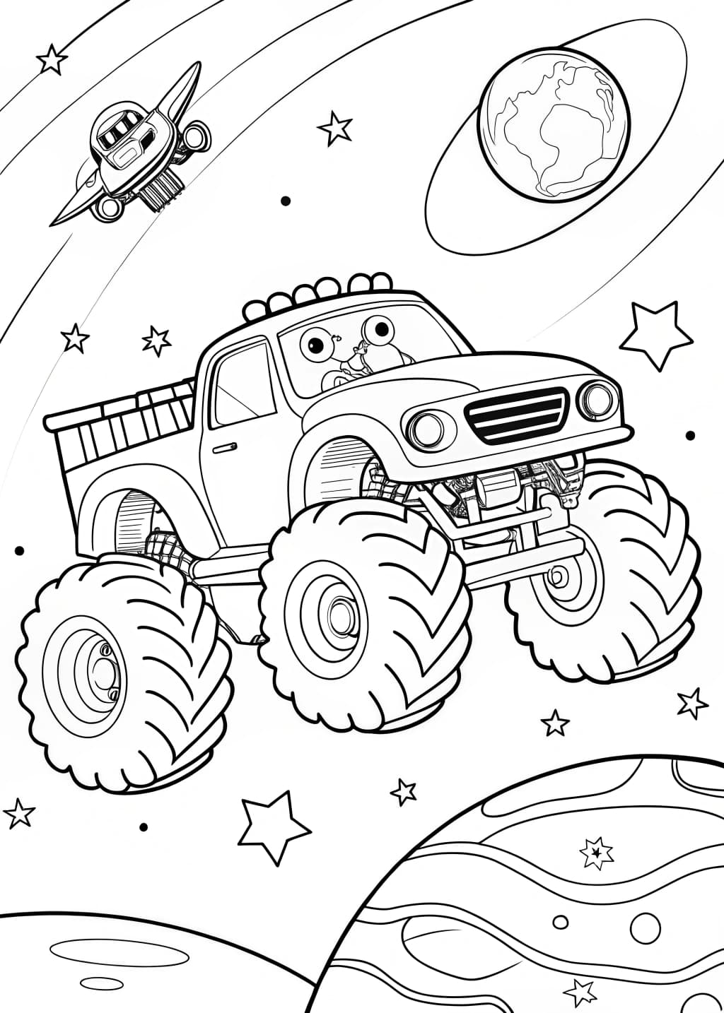 Space Explorer Monster Truck Coloring Page