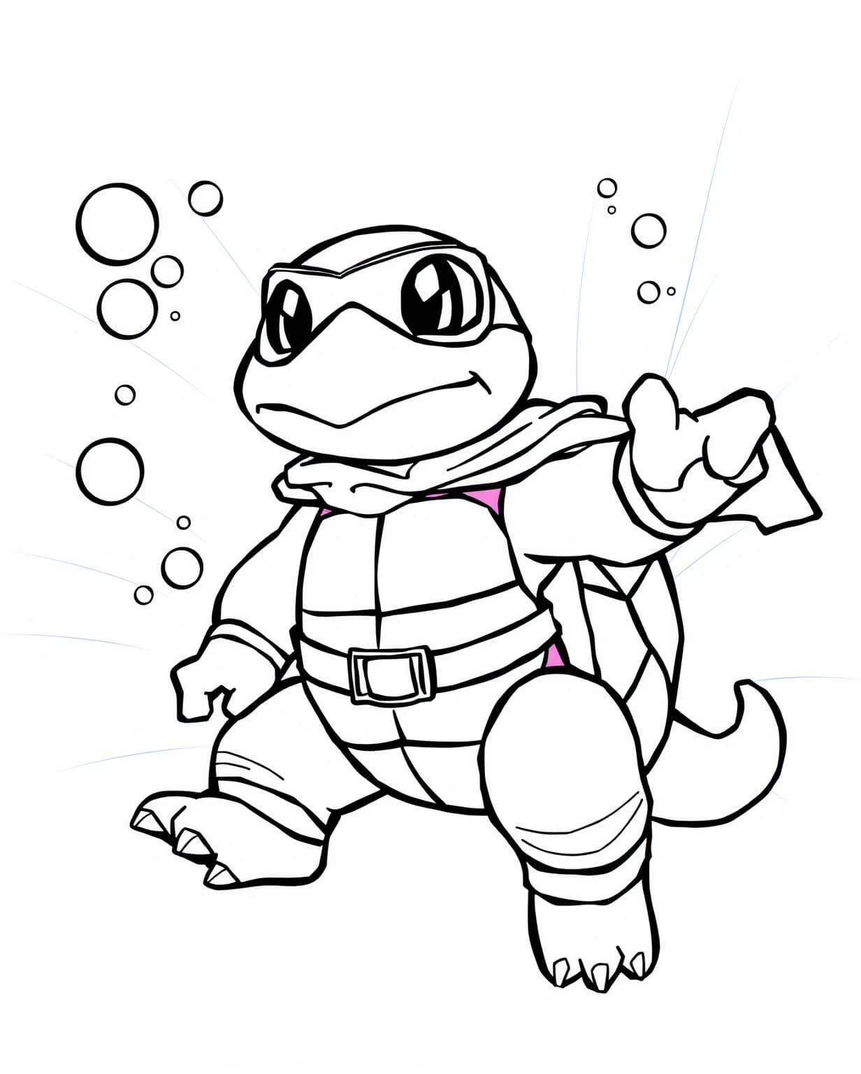 Squirtle Superhero Adventure Coloring Page