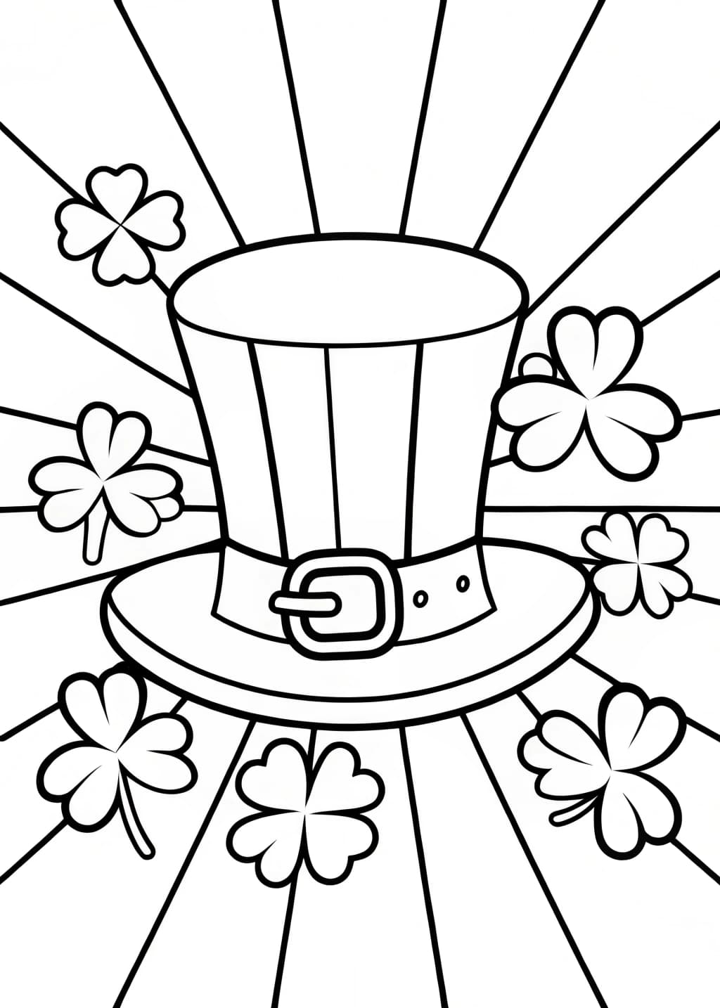 St. Patrick’s Day Hat and Shamrocks Coloring Page