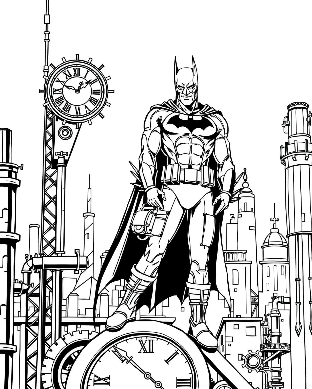Steampunk Batman Adventure Coloring Page