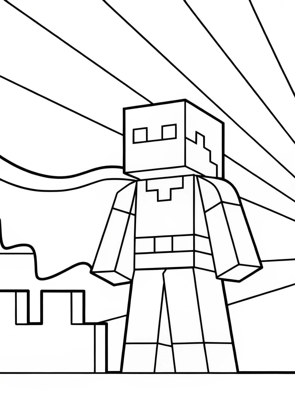 Superhero Minecraft Steve Coloring Page
