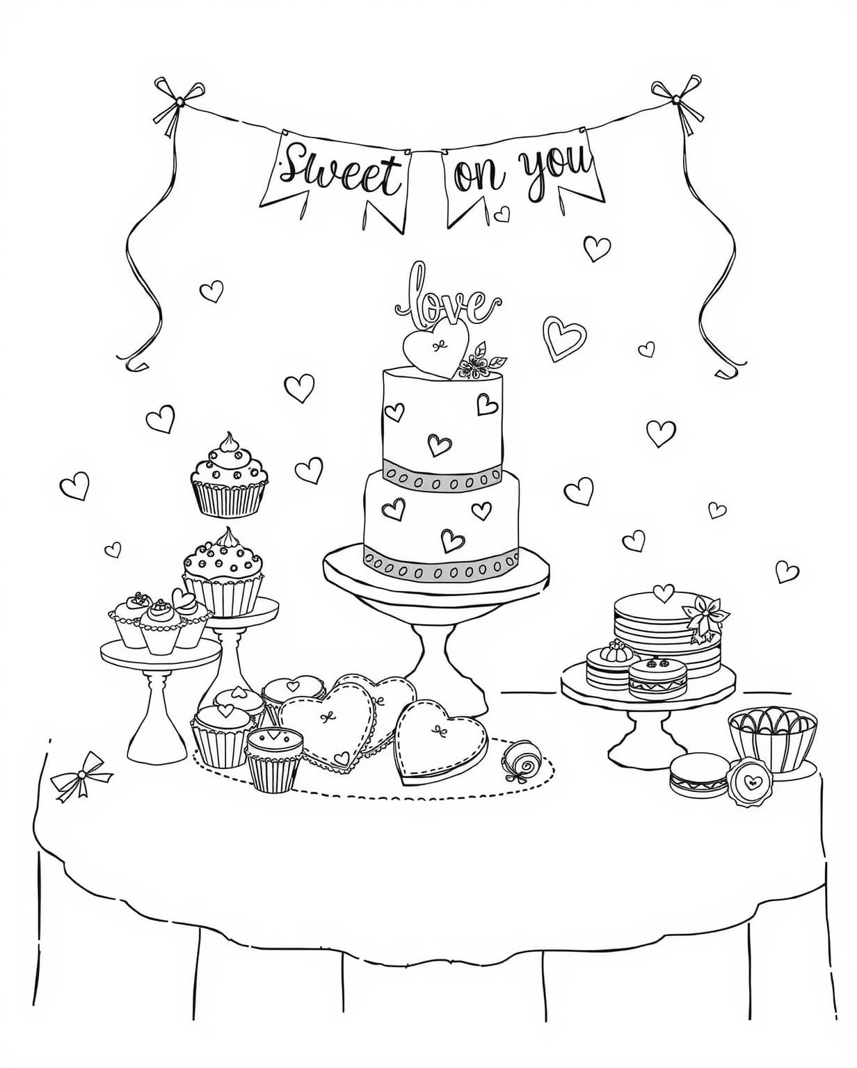 Sweet On You Dessert Table Coloring Page
