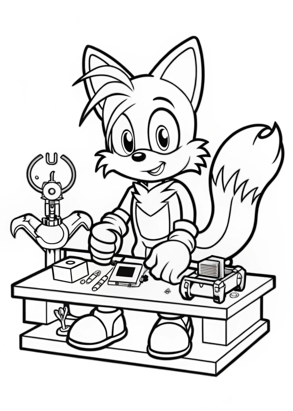 Tails Building Gadgets Coloring Picture