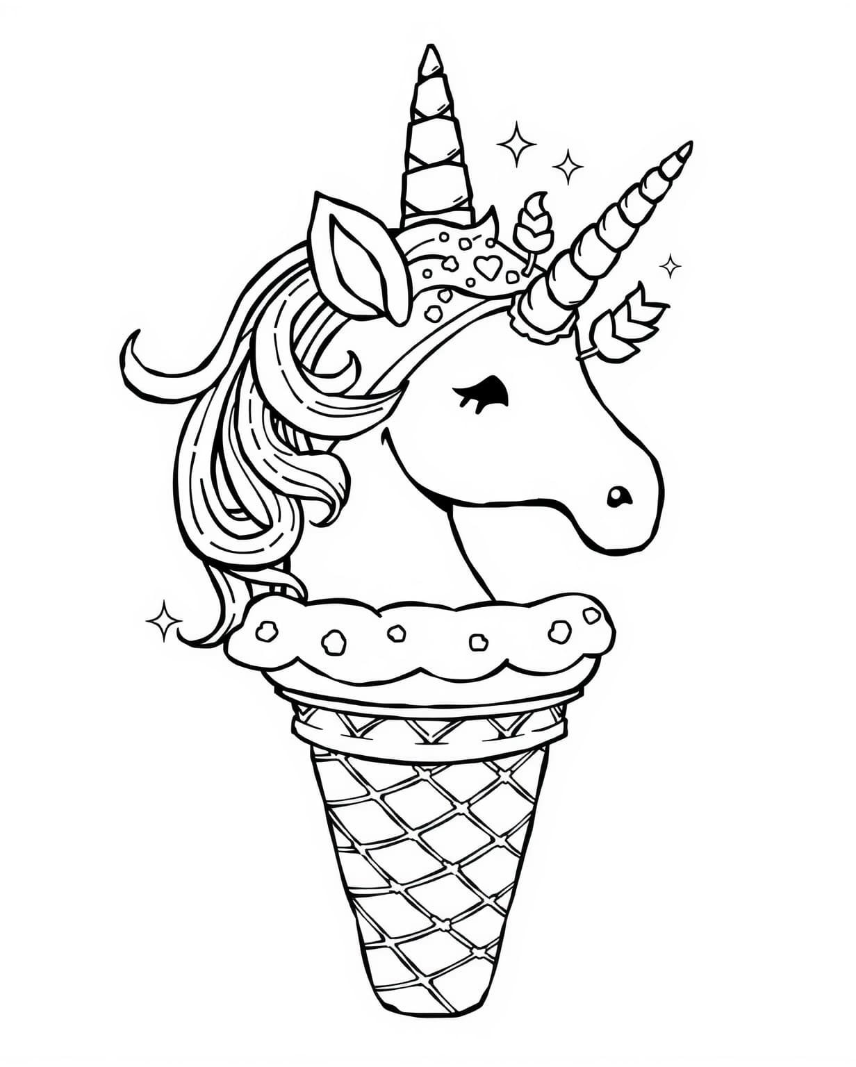 Unicorn Ice Cream Coloring Page for All Ages