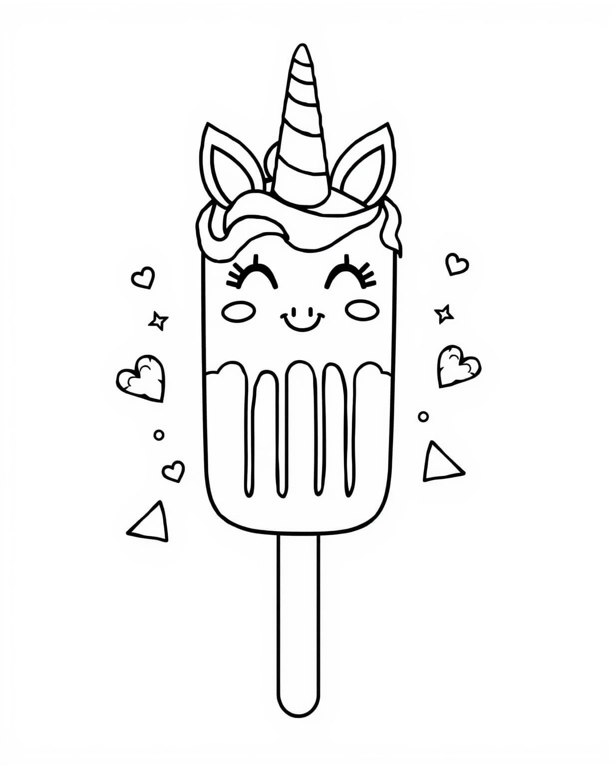 Unicorn Popsicle Coloring Page for Creative Fun