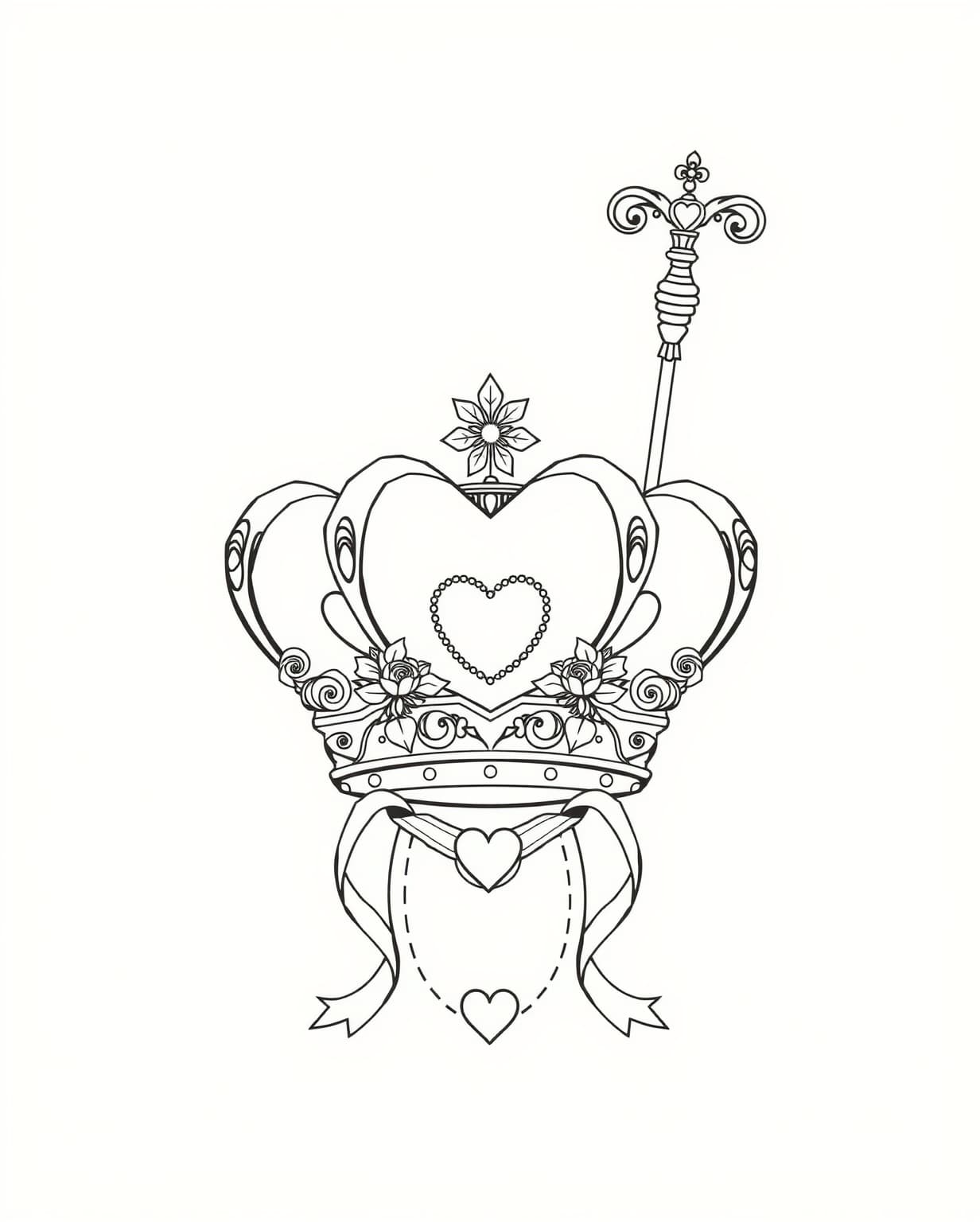 Valentine Crown And Scepter Coloring Page