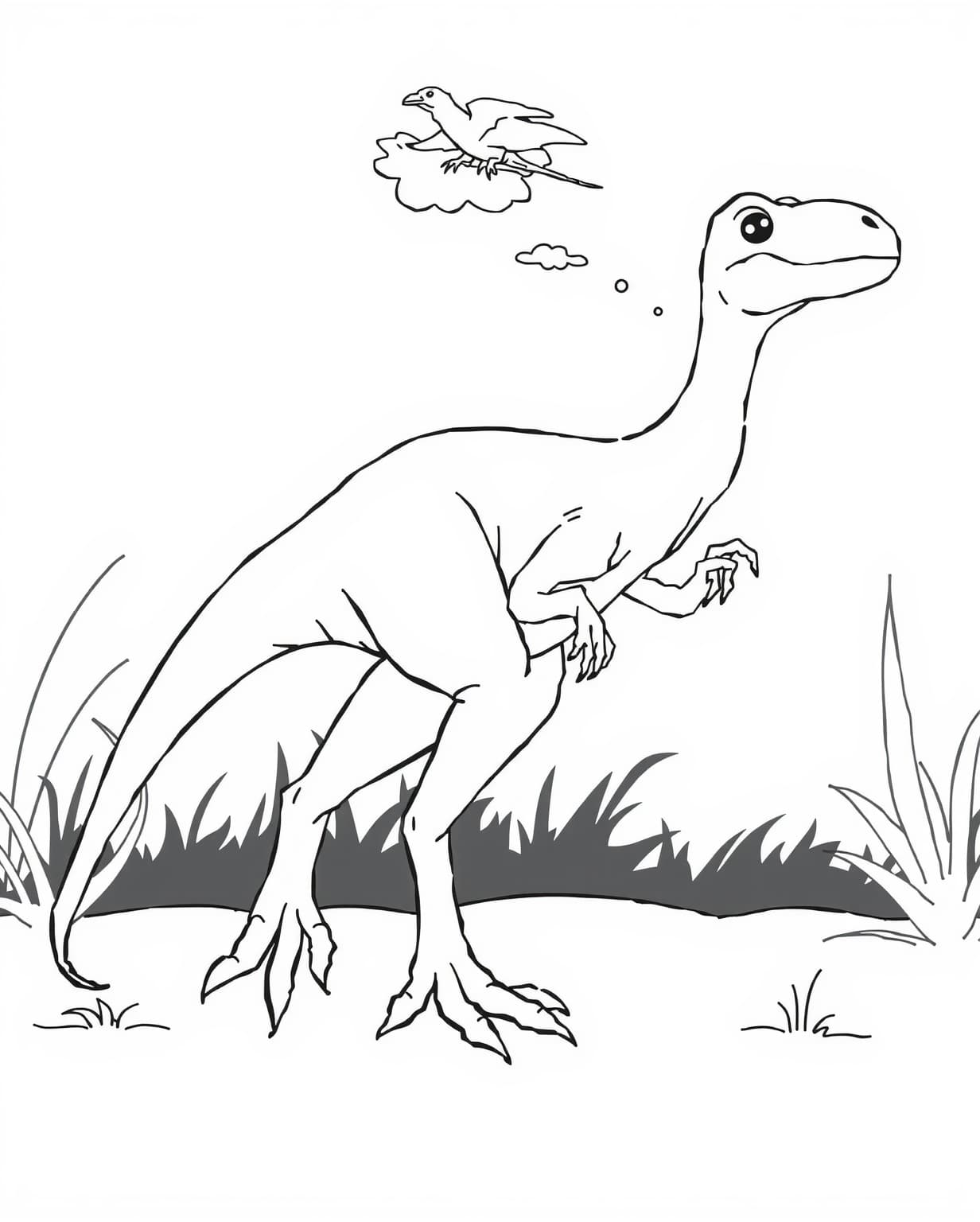 Velociraptor Looking Over Its Shoulder Coloring Page