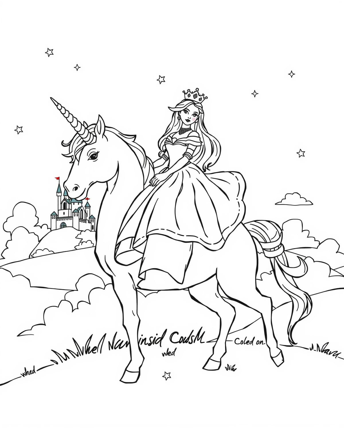 Unicorn Princess Coloring Page - Free Printable