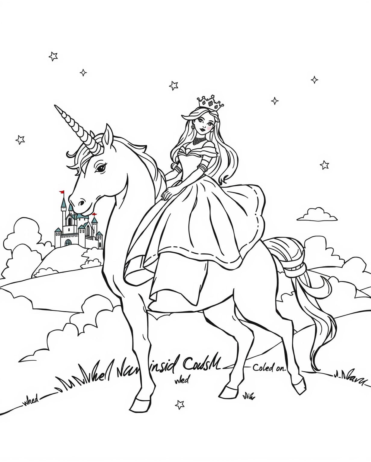 Unicorn Princess Coloring Page - Free Printable