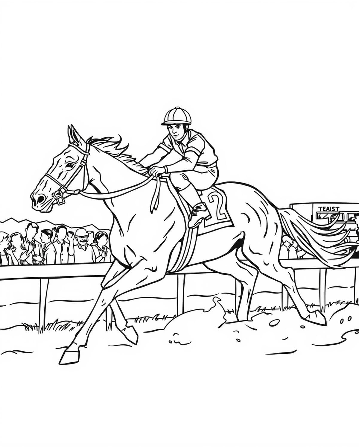 Horse Racing Coloring Page Printable